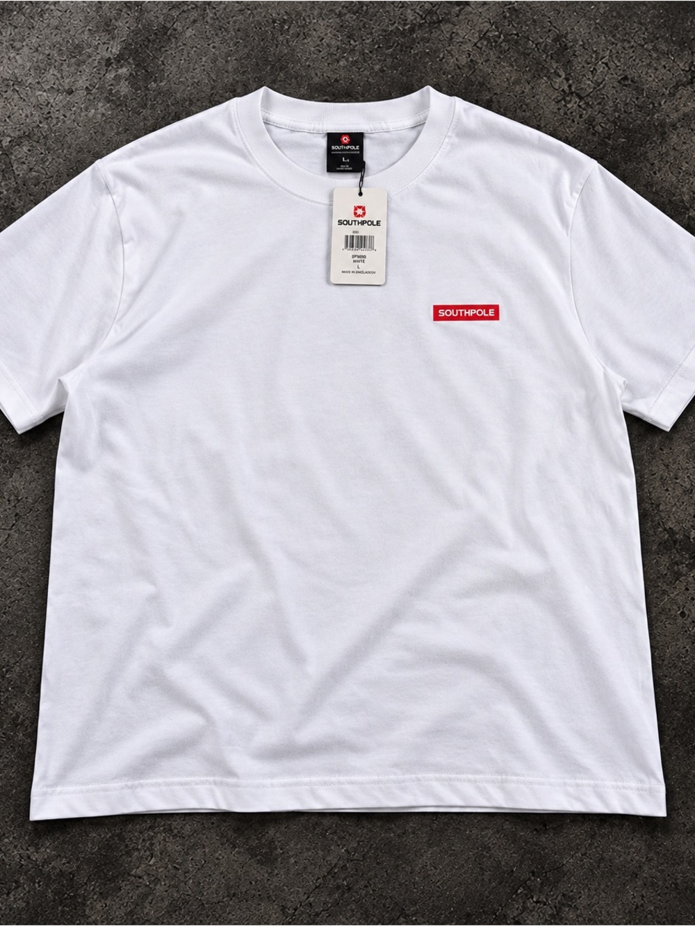 South Pole White Short Sleeve Tee with Red Logo
